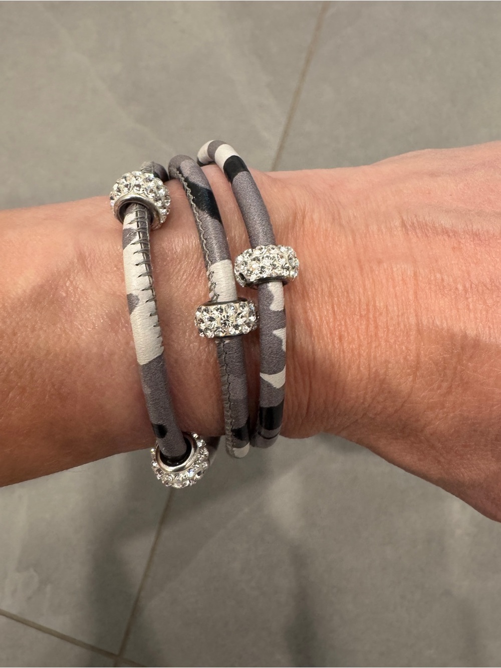 Leather Wrap Bracelet with Crystal Rondelles